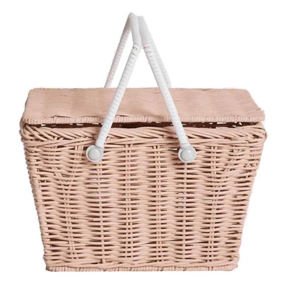 Olli Ella Piki Rattan Basket in Rose